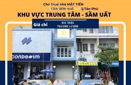 Cho thuê nhà Mặt Tiền Tân Sơn Nhì  72m2, 2LẦU,  35Triệu